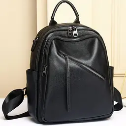 Стильний жіночий шкіряний рюкзак чорний міський 51124 Tiding Bag - мініатюра 5