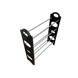 Полиця органайзер для взуття в передпокій Shoe Rack на 4 яруси, комбінація металу з пластиком, чорна (57198011) - мініатюра 8