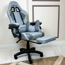Геймерське крісло DEXON VECTOR з підставкою для ніг, екошкіра+тканина, Сірий-Темно-сірий - мініатюра 5