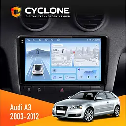 Штатна магнітола Audi A3 2003-2012 Cyclone C9-012 4x64, DSP, 4G Cyclone (НФ-00007802)