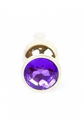Анальна пробка з кристалом B-Series Jewellery Gold Butt Plug Purple, 9,5х3 см, фіолетовий - мініатюра 2