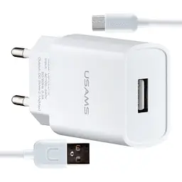 Мережевий зарядний пристрій Usams T21 Charger kit- T18 single USB EU charger + Micro cable Білий