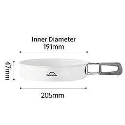 Сковорідка зі складаною ручкою Naturehike CNK2450CF013, 17,5 см, алюміній, біла - мініатюра 2