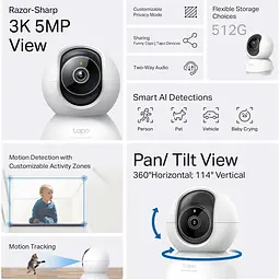 IP-камера TP-Link Tapo C230 3MP N300 microSD motion detection 360° mic - мініатюра 3