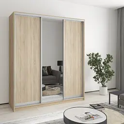 Шафа-купе тридверна MebelStar Стандарт AL 2ДСП/Дзеркало 180x60x210 см Дуб сонома (MBS-2920)