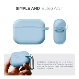 Силіконовий чохол для навушників Apple AirPods Pro 3, Hang Case, блакитний, ультратонкий захисний кейс товщиною 2 мм, захист від подряпин, пилу та ударів, компактний, з карабіном для кріплення, ArmorStandart (ARM88313) - мініатюра 2