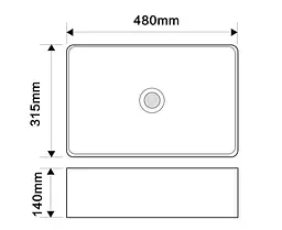 Умивальник накладний Mixxus Premium Quadro-0208 marble 480x315x140 мм з переливом MP6518, Мармур - мініатюра 2