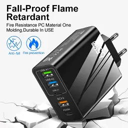 Зарядний пристрій PD 65W 3.0 USB, Type-C PD, блок зарядки для IPhone, IPad, Samsung, Xiaomi - мініатюра 4