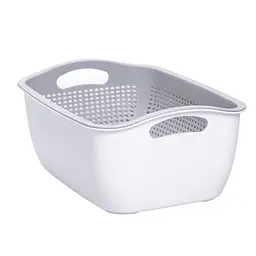 Кошик для миття овочів та фруктів Yiwu пластиковий 32х23х13 білий HP-45-5W - мініатюра 4