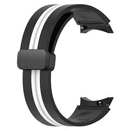 Ремінець для Samsung Galaxy Watch 5 Pro 45mm - чорно-білий ширина кріплення 20мм силікон Watchbands Cls-line-black (W35-8WB69551119) - мініатюра 3