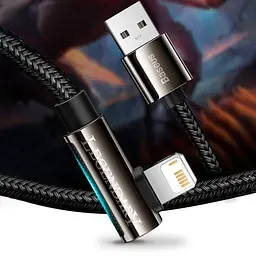 Кабель Baseus Legend Series Elbow Fast Charging Data Cable USB to Lightning 2.4A 2m CALCS-А01 Black - мініатюра 3