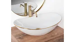 Умивальник Rea Royal Gold Edge 36x62,5 white (REA-U8570), Глянцева - мініатюра 2