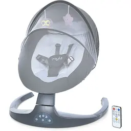 Гойдалка ME 1074 MYLA з пультом, 5 швидкостей, 12 мелодій, Bluetooth, ME1074DarkGraySquares