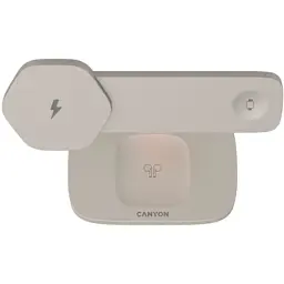 Зарядний пристрій Canyon wireless charger HEXAGON WCS-310 3in1 LightGrey/Orange (CNS-WCS310LGOR) - мініатюра 3