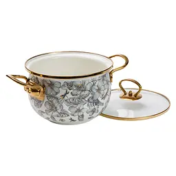 Каструля емальована 2 л зі скляною кришкою, flowers Yiwu HP-2-105 - мініатюра 2