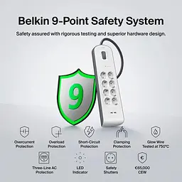Мережевий фільтр 8хТип F, 3x1.5мм кв, 16А, 2xUSB-A 2.4A, з захистом від перенапруги, 2м, білий (BSV804VF2M-V2) - мініатюра 8