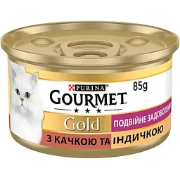 Вологий корм для котів Gourmet Gold Подвійне задоволення з качкою та індичкою 85 г