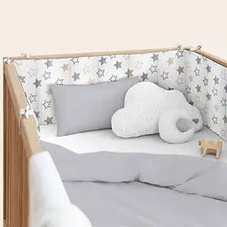 Бортики в дитяче ліжечко 30x120 BEIGE STARS, бежевий (WeltBed_StarsGreyBeige_30x120) - мініатюра 2