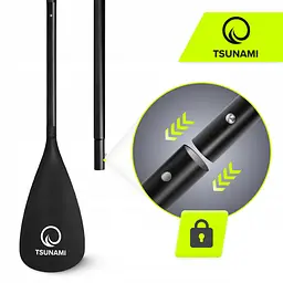 Весло для SUP дошки TSUNAMI 2 в 1 160-225 см регульоване, складне Black (P-5907739316431) - мініатюра 3