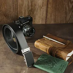 Ремінь чоловічий з сріблястою пряжкою з чорною вставкою 20328 Vintage чорний 105-120 см - мініатюра 9