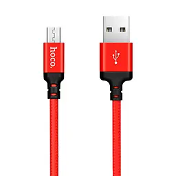 Кабель HOCO X14 USB to Micro 2,4A, 1m, nylon, aluminum connectors черный-красный