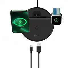 Бездротовий зарядний пристрій Baseus Swan 3-in-1 Wireless Magnetic Charging Bracket 20W WXTE000101 Black - мініатюра 4
