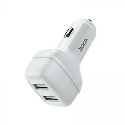 Автозарядне 2 виходи спідниця HOCO Z36 Leader dual port white 6931474727725