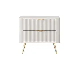 Тумба приліжкова Perfect Home Ланте / Lante з 2 шухлядами і золотими ніжками 2S Беж (PFH-091123) - мініатюра 4