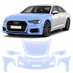 Антигравійна захисна бронеплівка за лекалами для Audi A6 C8 2018-2022 - передня частина авто (капот бампер крила))