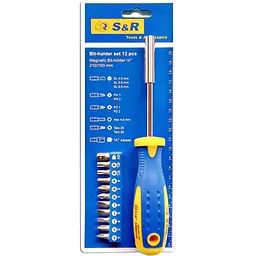Викрутка-тримач біт S&R 1/4" 100 мм зі змінними бітами 11 шт (250011100) - мініатюра 4