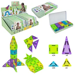 Магнітний конструктор Magic Magnetic із геометричних фігур у кейсі, 50 деталей (FX1037)
