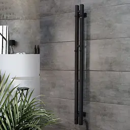 Електрична рушникосушка Navin Силует Квадро 90x1200 Sensor права, чорний муар 12-228053-3680, Чорний матовий, Праве, Електронний - мініатюра 4