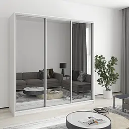 Шафа-купе тридверна MebelStar Стандарт AL 3 Дзеркала 200x45x240 см Аляска білий (MBS-1571)