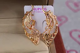 Сережки Xuping Jewelry Пава 3,6 см золотисті - мініатюра 2