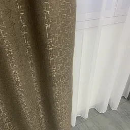 Льняні мармурові блекаут штори темно-сірого кольору 2шт. 150х270 з білим шифоновим тюлем 400х270, на ALBO pbe0052745 - мініатюра 7