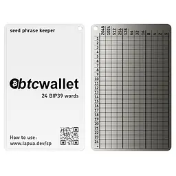 Мнемонічний планшет Lapua Seed phrase keeper, з логотипом Btcwallet (LSPKLBTCW)