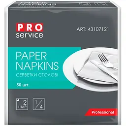 Серветки столові PRO service Premium двошарові складання 1/4 Білі 50 шт. (4823071621624)