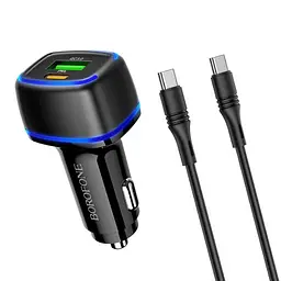Автомобільний зарядний пристрій BOROFONE BZ14A Mercury PD20W+QC3.0 2USB/3A+ Cable Type-C to Type-C чорний - мініатюра 5
