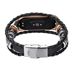 Ремінець вінтажний Carprie для фітнес-браслета Xiaomi Mi Band 5 і 6 Type A Black rose gold - мініатюра 4