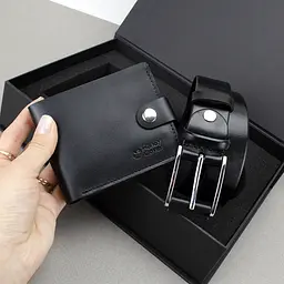 Подарунковий чоловічий набір Handycover 2503 (портмоне та ремінь) чорний в коробці - мініатюра 3