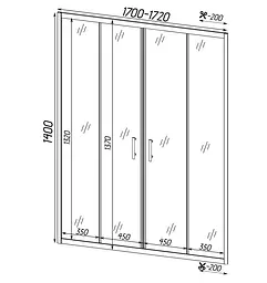 Шторка для ванної Bravo Brda 170FS 150-172х140 см скло 6 мм матовий хром (000028418) - мініатюра 5