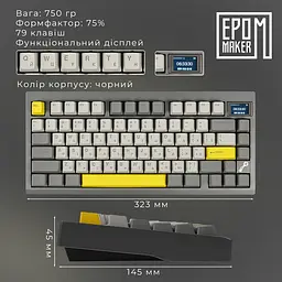 Клавіатура Epomaker TH80 PRO V2 Sea Salt Silent Black механічна бездротова (TH80-PROV2-B-SS) - мініатюра 14