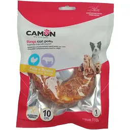 Ласощі Camon для собак, кільця з яловичої шкіри з куркою, 10см, 110г
