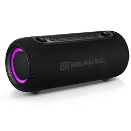 Колонка портативна 2.0 Real-El X-725 Black, 2 x 7.5 Вт, пластиковий корпус, Bluetooth, USB - А/USB - C, RGB підсвічування, живлення від акумулятора, вбудований мікрофон, 86 дБ, 3600мА*год, час роботи 10 год (EL121600028) - мініатюра 2