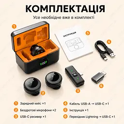Бездротові петличні мікрофони 2 шт Type-C з шумоподавленням у зарядному кейсі - мініатюра 9