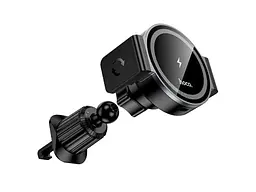 Автомобільний тримач для смартфона Hoco HW35 Qi 15W Black - мініатюра 2