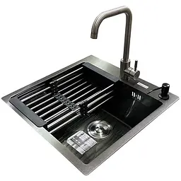 Комплект мийка + змішувач Romzha Arta U-450S BL (B)