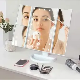 Потрійне дзеркало для макіяжу з LED підсвічуванням настільне - мініатюра 3