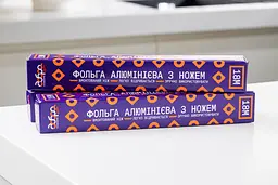 Фольга алюмінієва з ножем Добра господарочка колекція Вибійка 18 м (4820086524094) - мініатюра 4