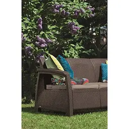 Софа садова пластикова Allibert Corfu love seat max коричнева - мініатюра 3